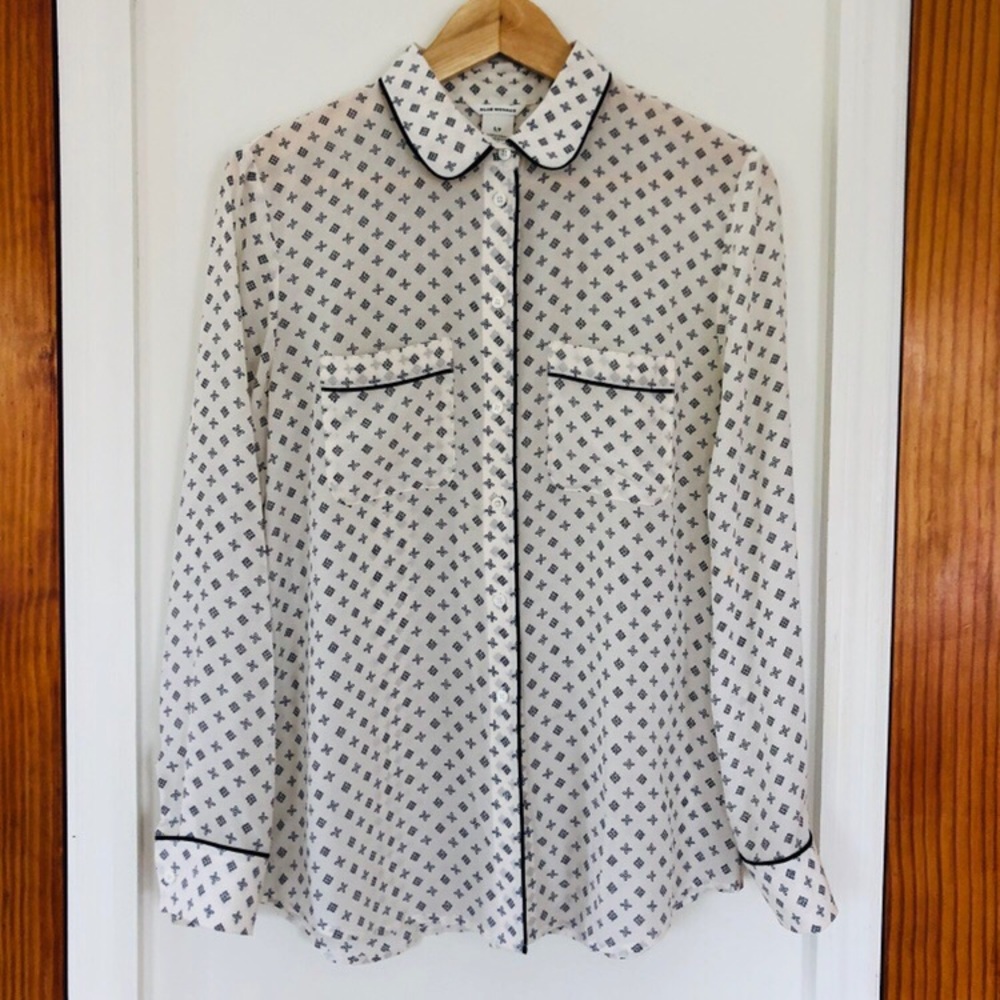 Club Monaco Silk Pajama Blouse Size S